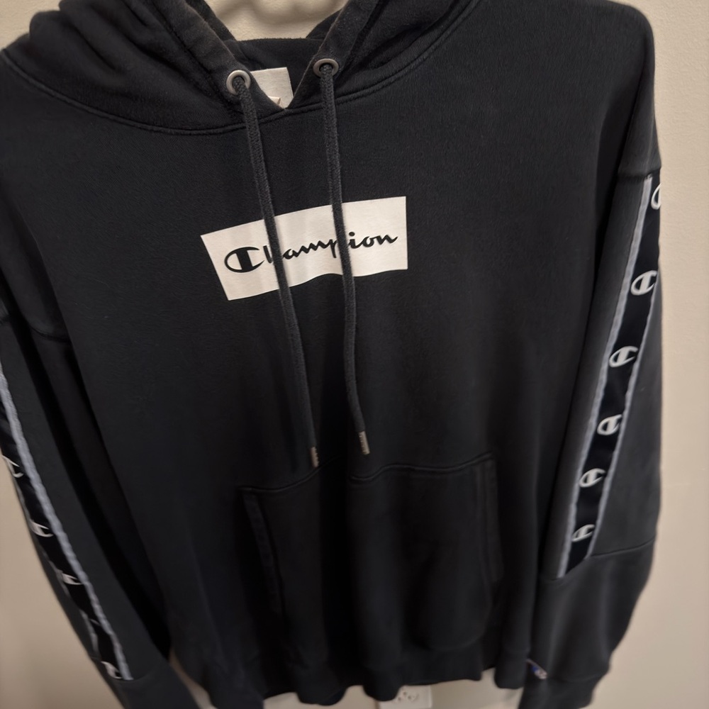 Champion Men's Black Hoodie with Logo Accents